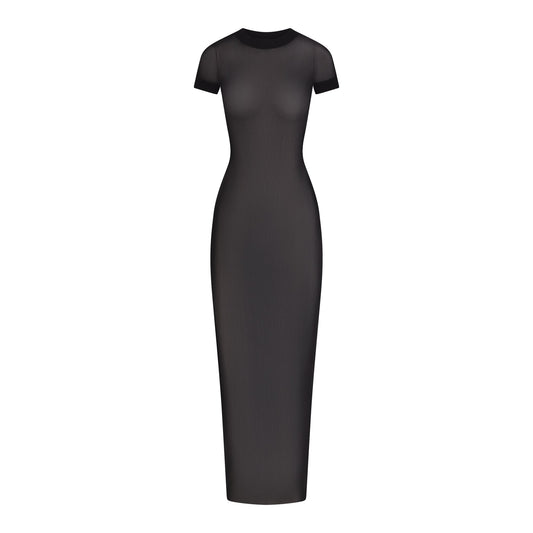 MESH COVER-UPS LONG DRESS | ONYX