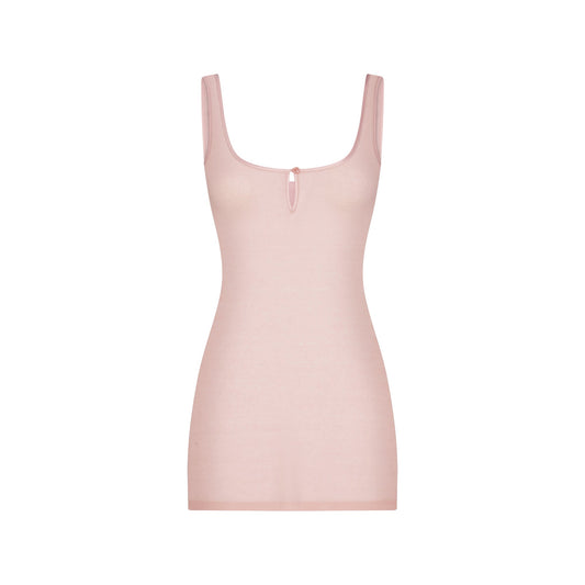 SHEER RIB MINI SLIP DRESS | MORGANITE