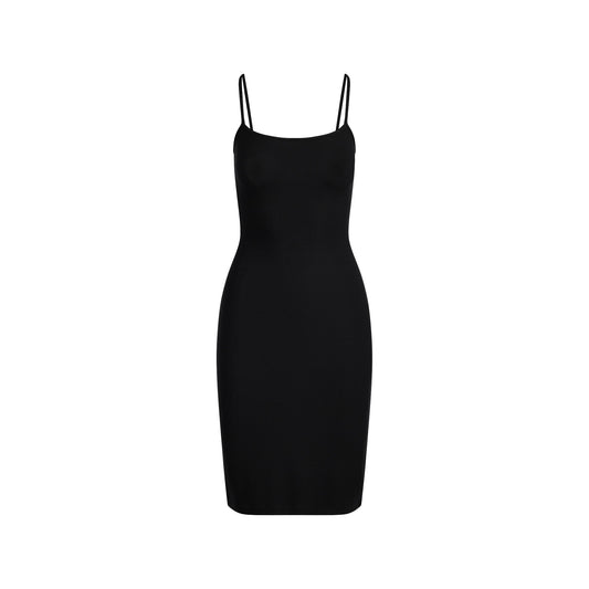 SOFT LOUNGE MIDI SLIP DRESS | ONYX