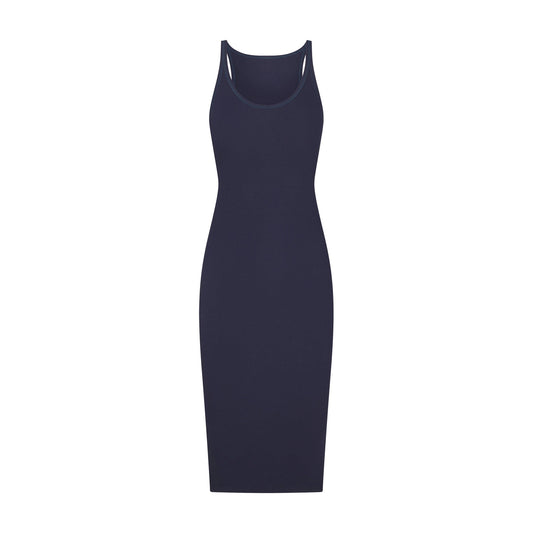 COTTON RIB TANK MIDI DRESS | NAVY