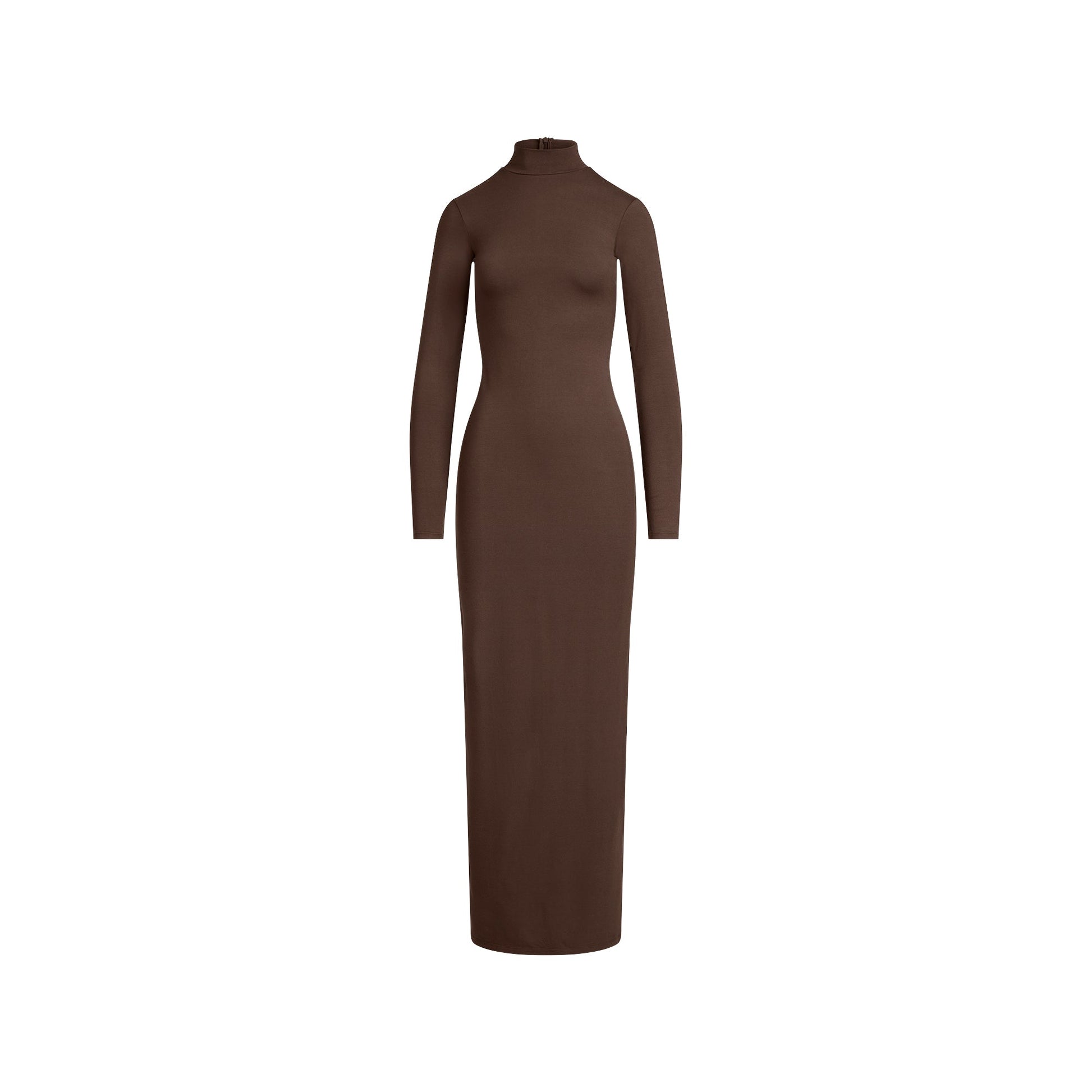 SMOOTH LAYERS TURTLENECK LONG DRESS | ESPRESSO
