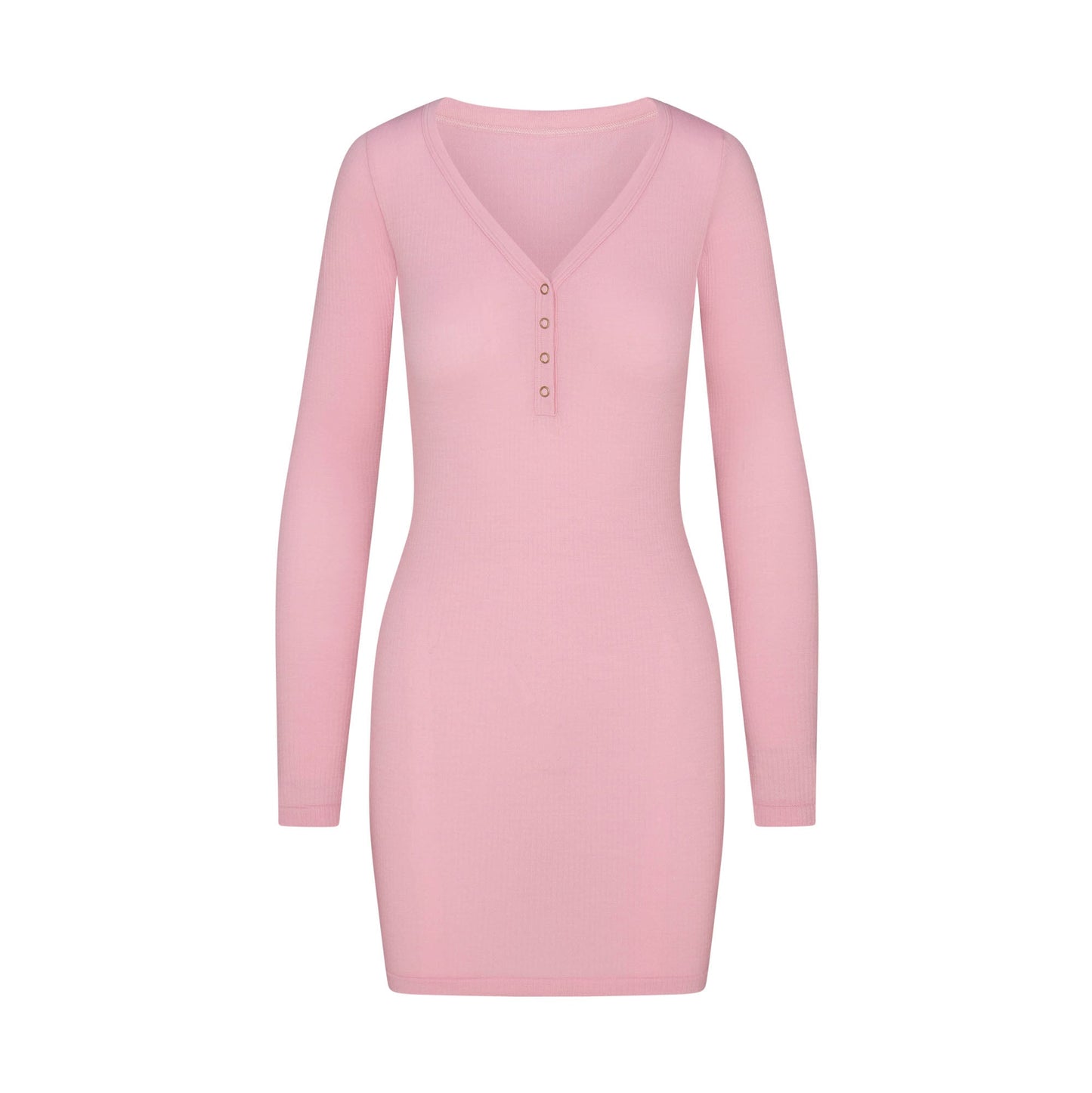 WOOL RIB HENLEY DRESS | HALITE