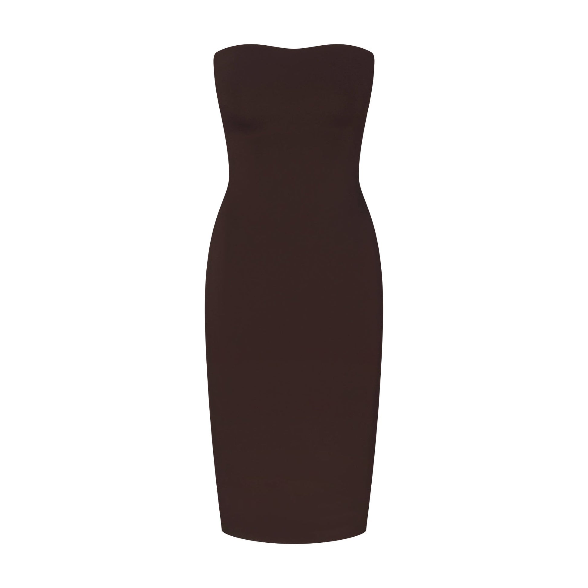 THE ESSENTIAL COLLECTION STRAPLESS MIDI DRESS | ESPRESSO