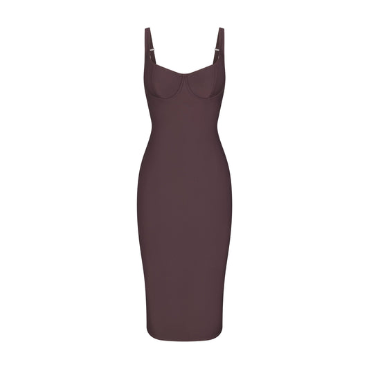 SKIMS BODY MIDI DRESS | RAISIN