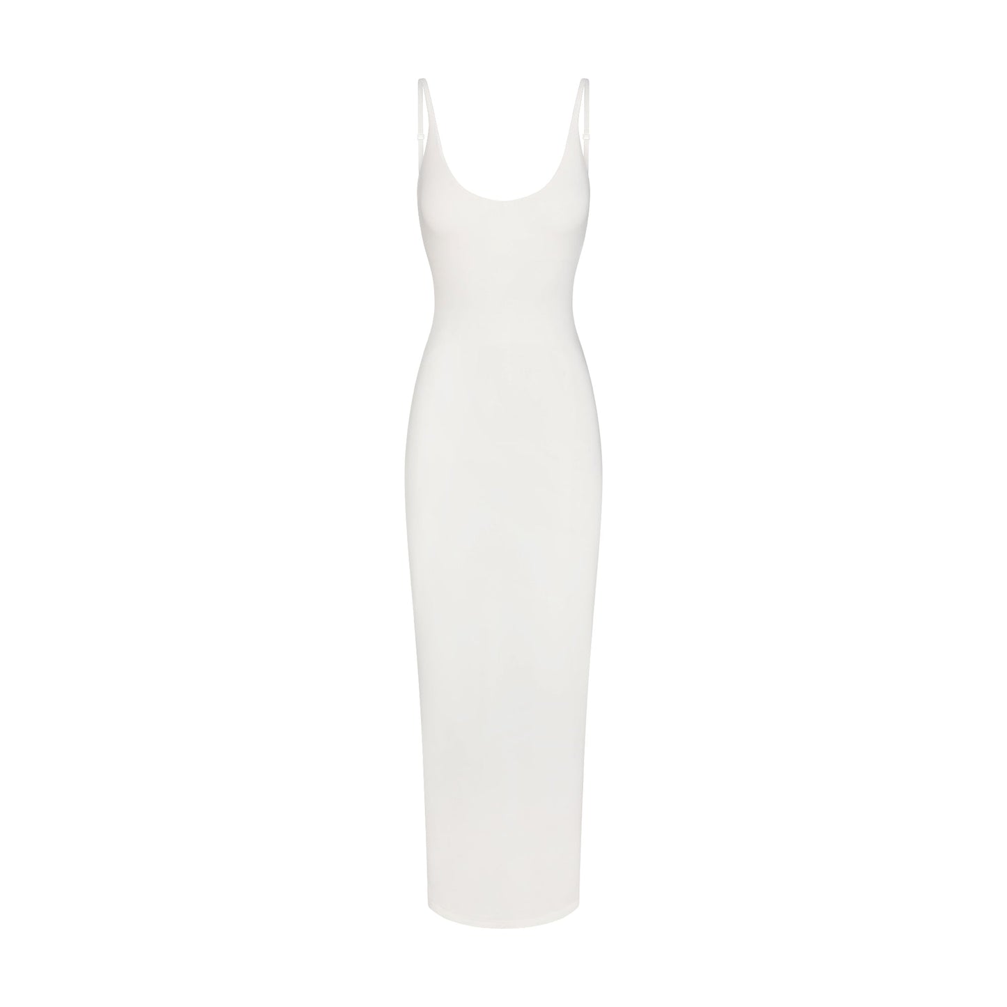 SMOOTH LAYERS SCOOP NECK LONG DRESS | EGRET