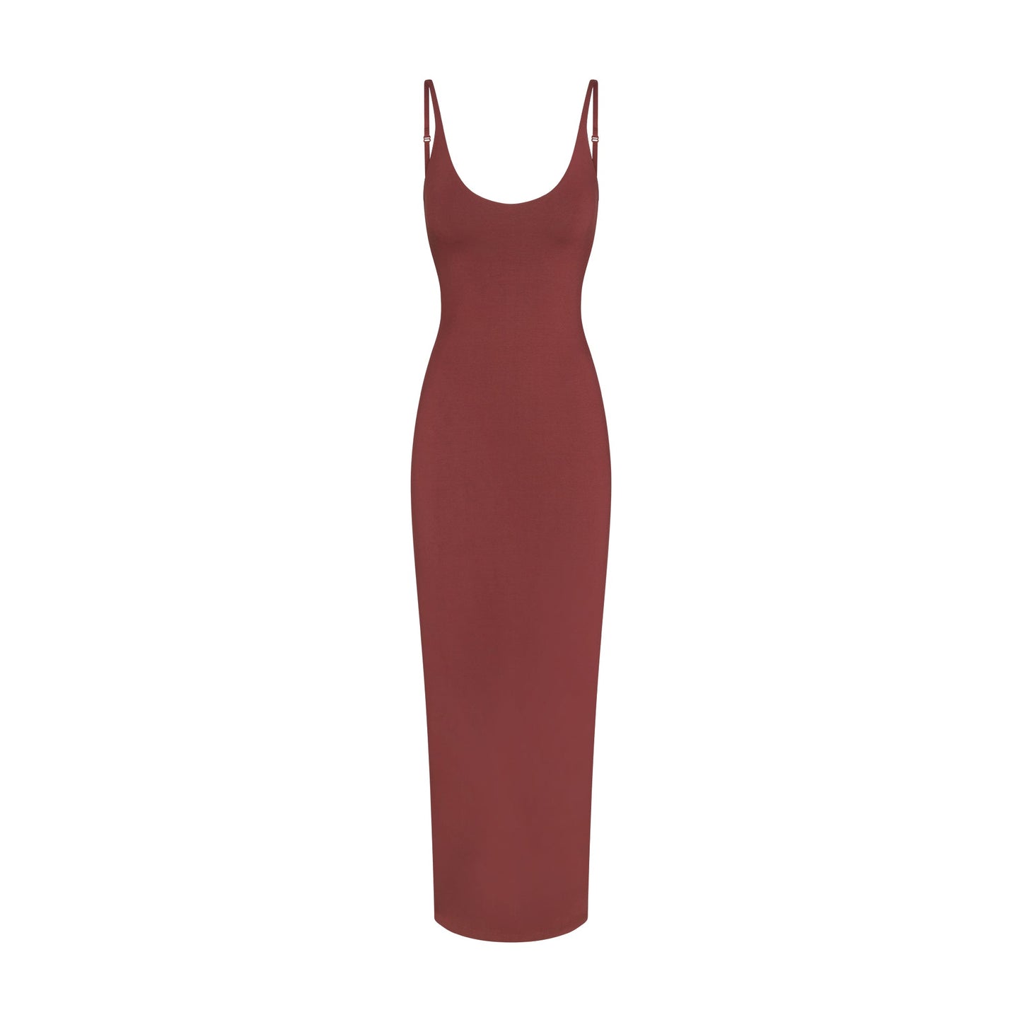 SMOOTH LAYERS SCOOP NECK LONG DRESS | HENNA