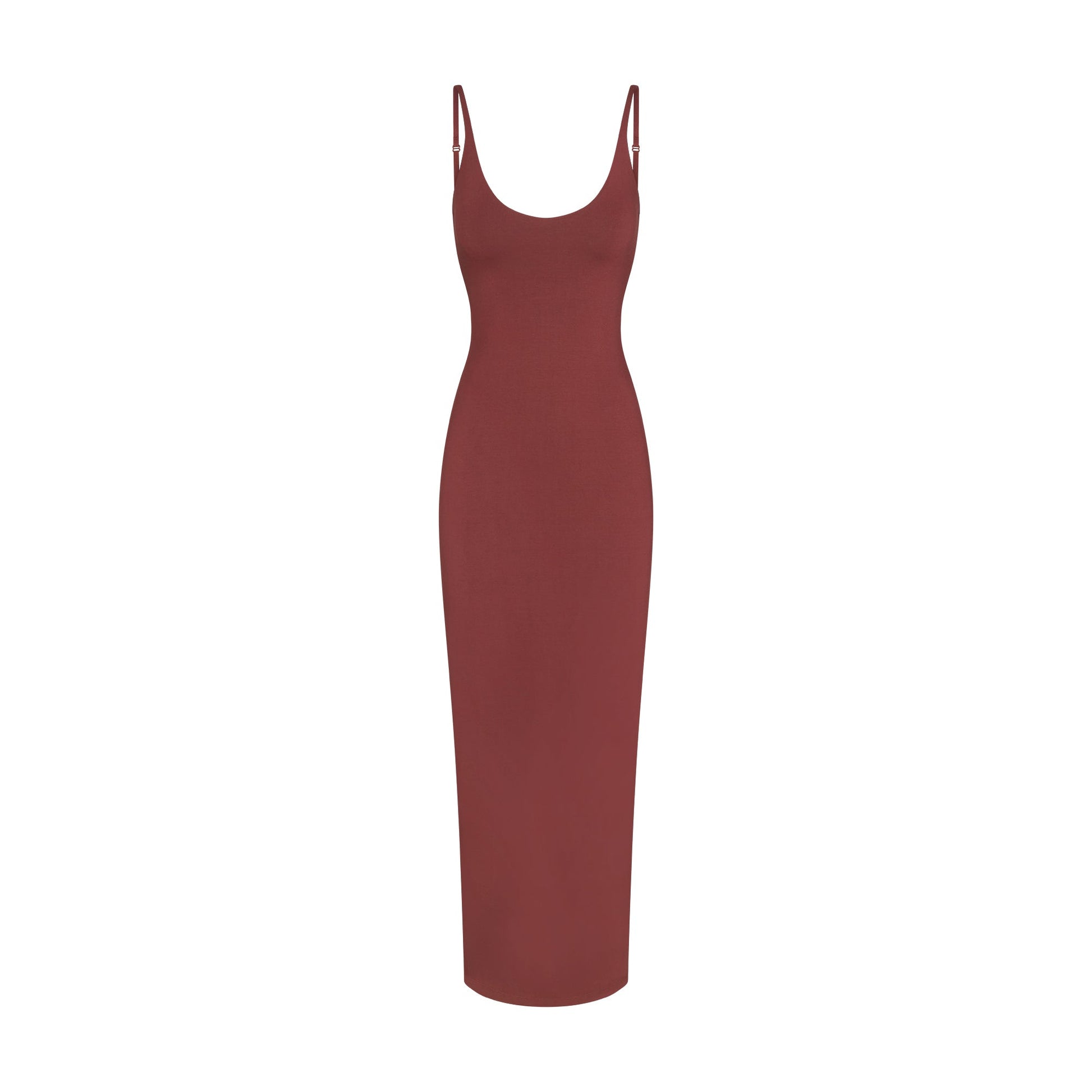 SMOOTH LAYERS SCOOP NECK LONG DRESS | HENNA