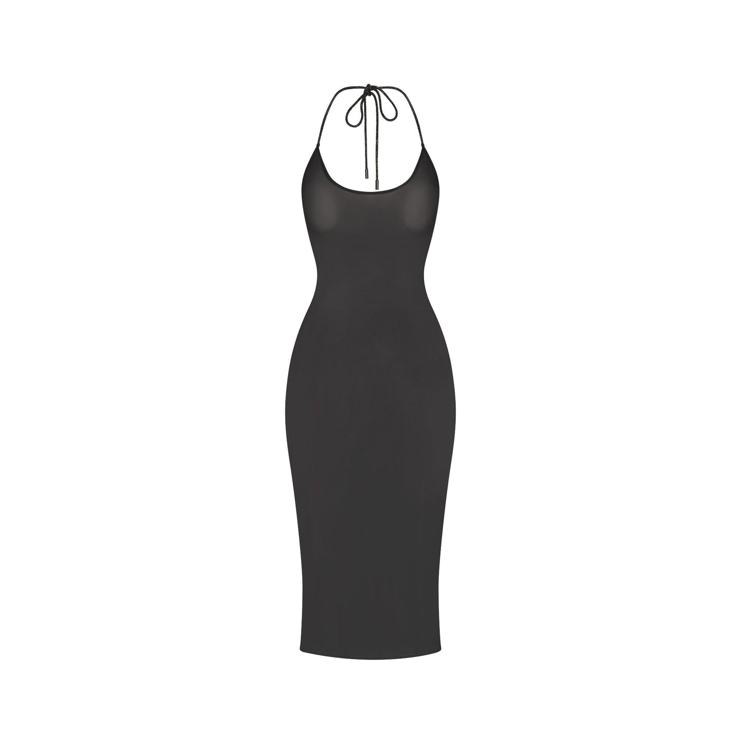 RHINESTONE KNIT HALTER MIDI SLIP DRESS | ONYX