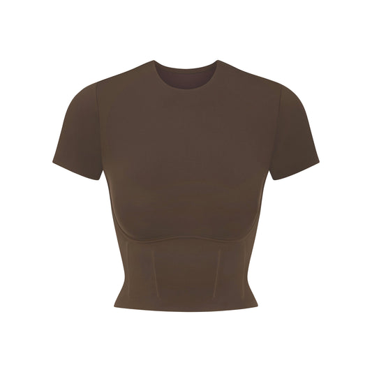NikeSKIMS MATTE CROPPED CORSET TEE | DARK SEPIA