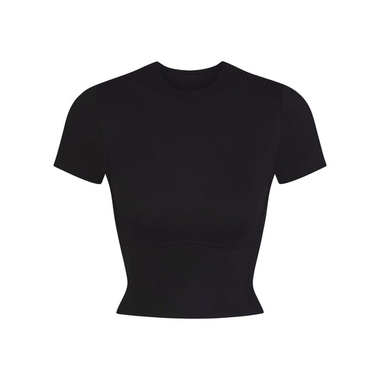 NikeSKIMS MATTE CROPPED CORSET TEE | OBSIDIAN