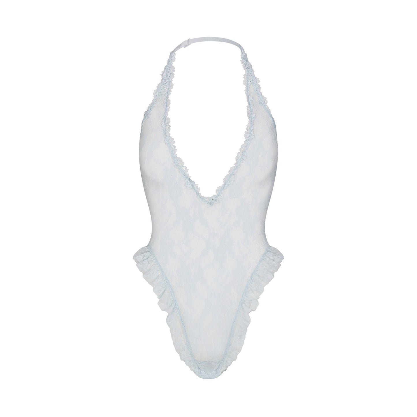 STRETCH LACE DEEP PLUNGE TEDDY | POWDER BLUE