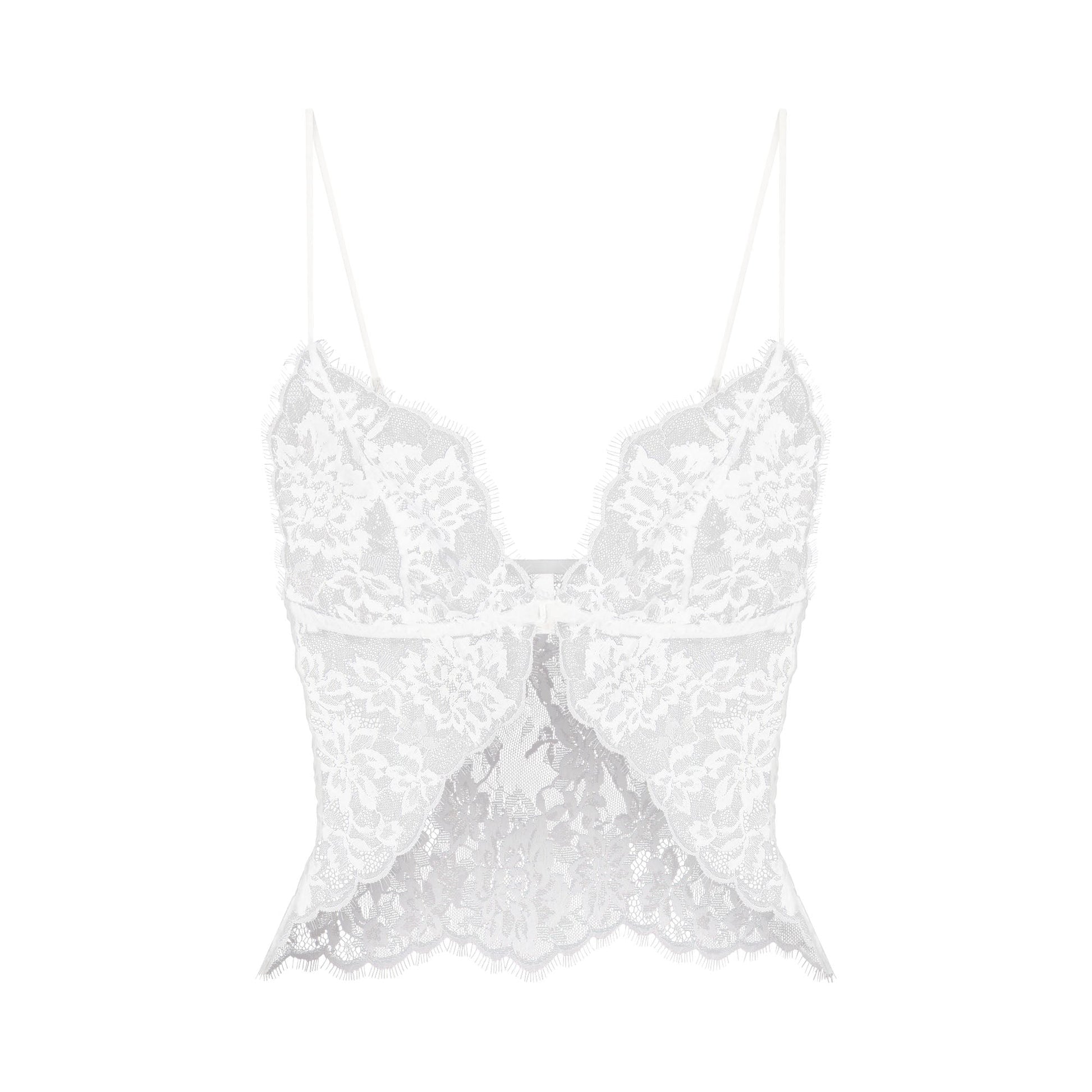 SKIMS LACE CAMI AND SHORT SET | SNOW