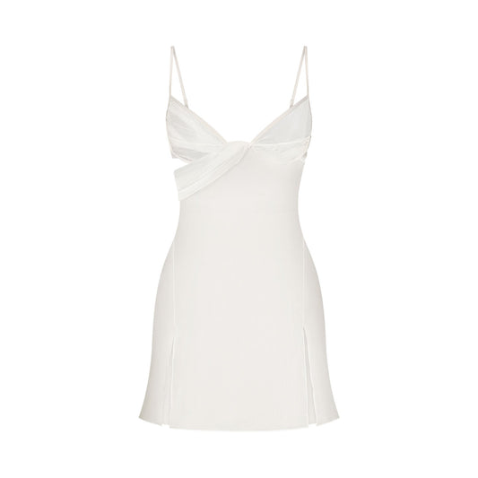 SKIMS ROMANCE DRAPED MINI SLIP DRESS | IVORY