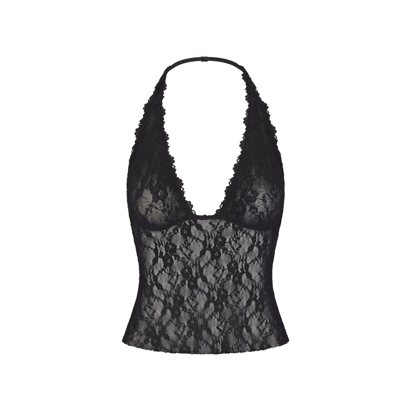 STRETCH LACE HALTER TOP | SOOT