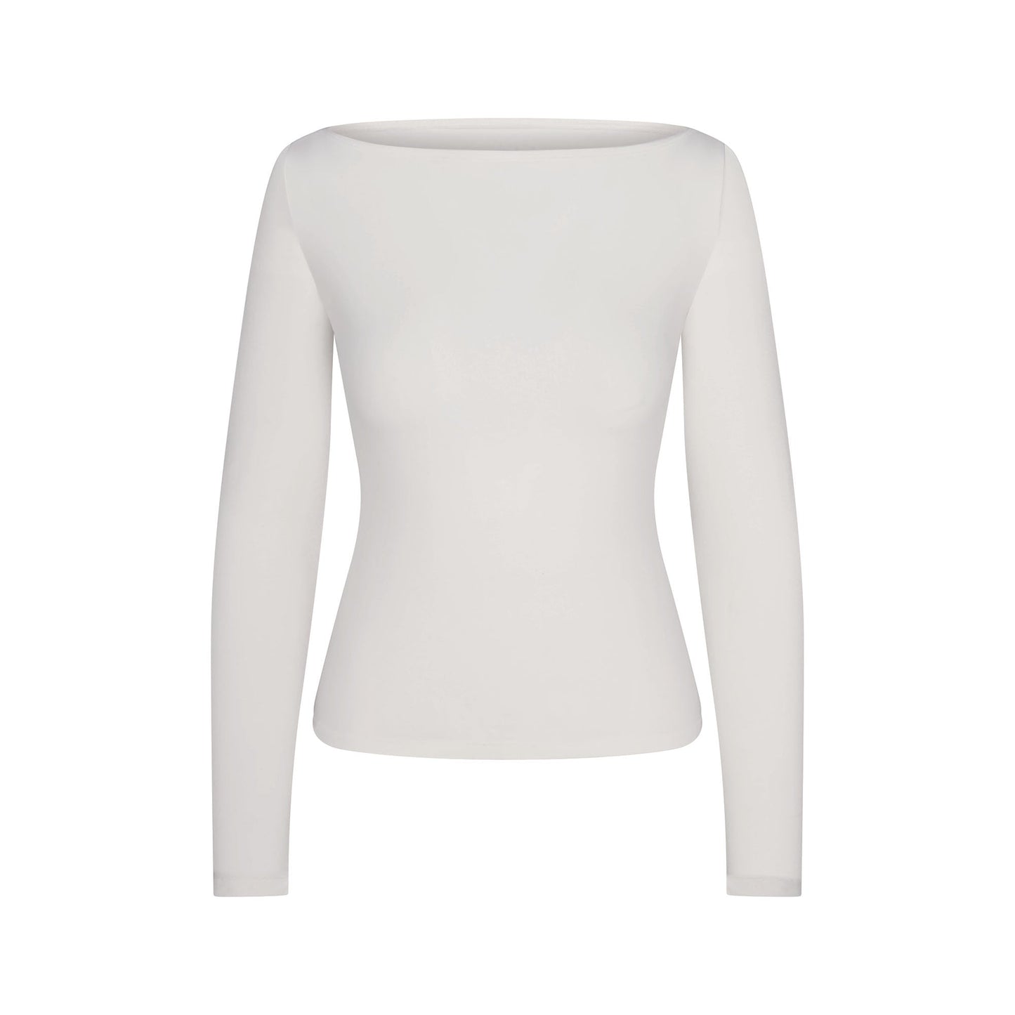 COTTON JERSEY LONG SLEEVE BOATNECK TOP | MARBLE