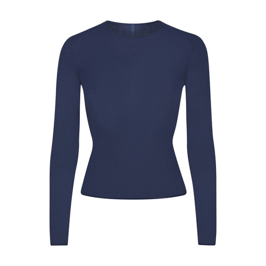 FEATHERWEIGHT CASHMERE LONG SLEEVE TOP | INDIGO