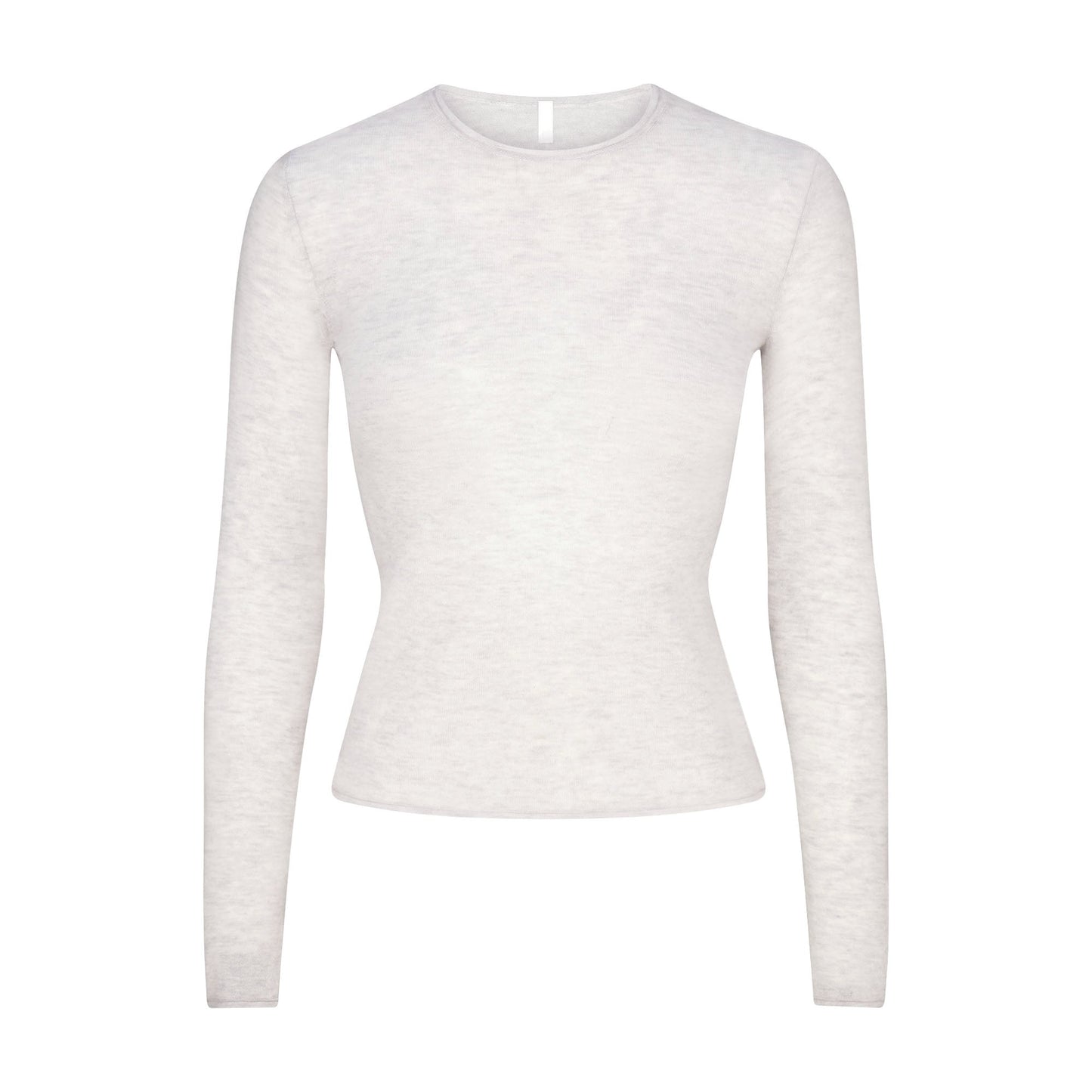 FEATHERWEIGHT CASHMERE LONG SLEEVE TOP | LIGHT HEATHER GREY