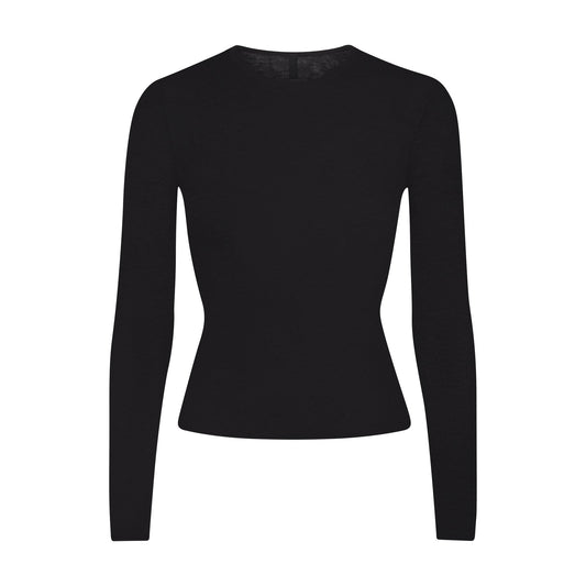 FEATHERWEIGHT CASHMERE LONG SLEEVE TOP | ONYX