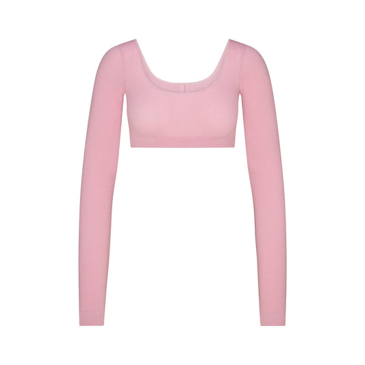 WOOL RIB LONG SLEEVE SUPER CROPPED TOP | HALITE