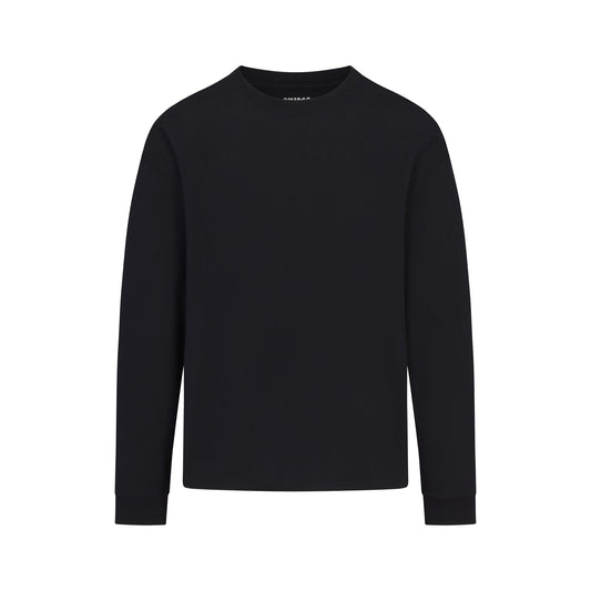 HEAVYWEIGHT COTTON MENS RELAXED LONG SLEEVE T-SHIRT | OBSIDIAN