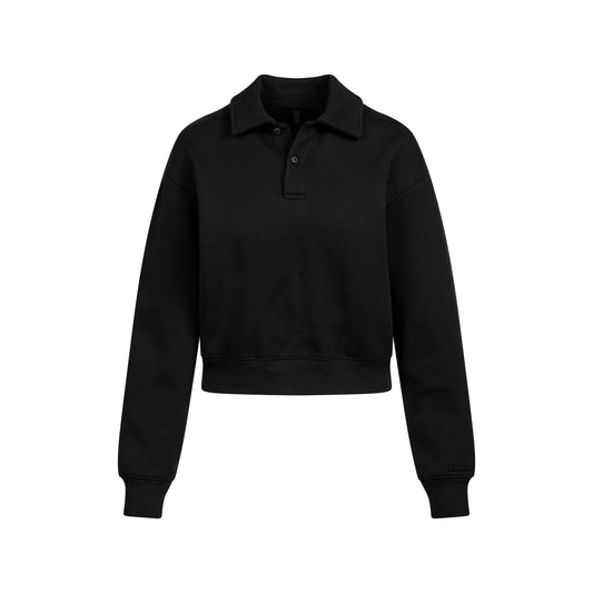 COTTON FLEECE POLO SWEATSHIRT | ONYX