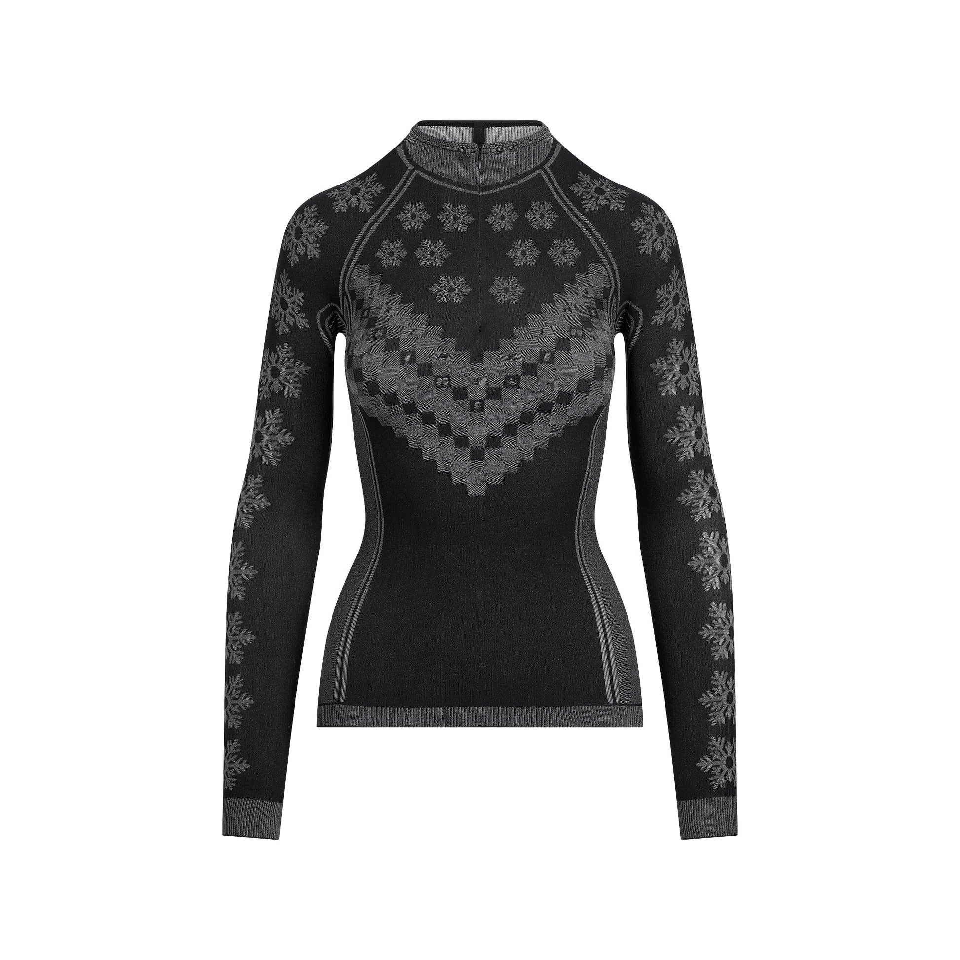 SKIMS FIRST LAYERS HALF ZIP LONG SLEEVE | OBSIDIAN WINTER FAIR ISLE