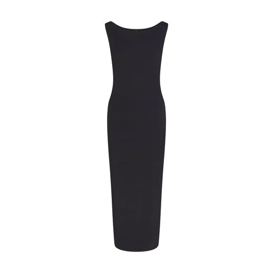 SMOOTH LAYERS CUT OUT LONG DRESS | OBSIDIAN