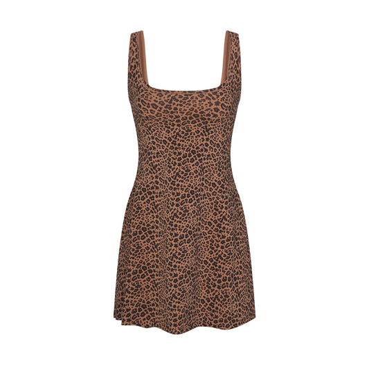 COTTON JERSEY MINI DRESS | SIENNA NATURAL LEOPARD