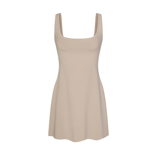 COTTON JERSEY MINI DRESS | STONE