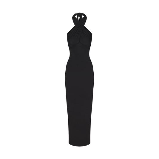 SMOOTH LAYERS CONVERTIBLE LONG DRESS | OBSIDIAN