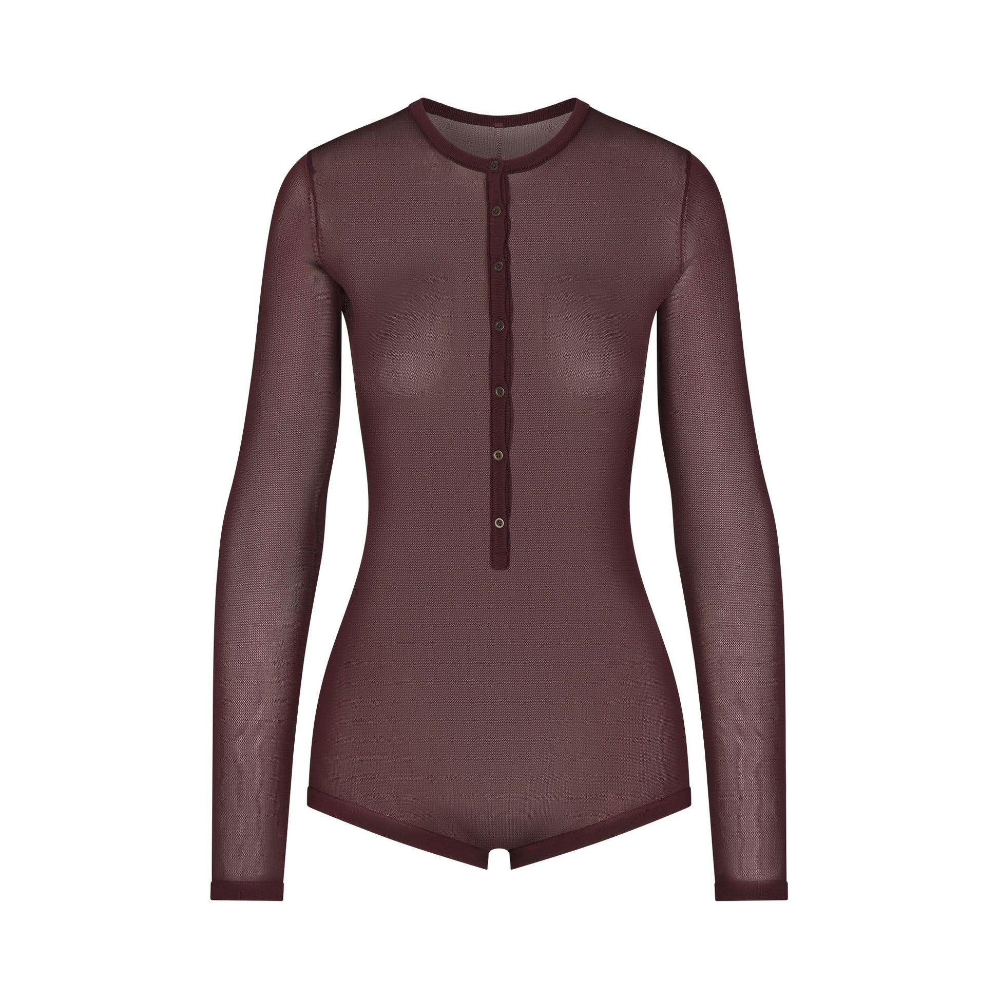 SLINKY KNIT BUTTON UP HENLEY ONESIE | CURRANT