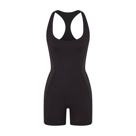 NikeSKIMS MATTE SHINE MIX RACERBACK 5" ONE PIECE | OBSIDIAN AND IGNEOUS