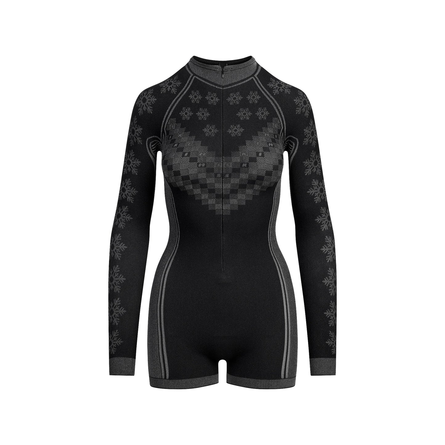 SKIMS FIRST LAYERS HALF ZIP ONESIE | OBSIDIAN WINTER FAIR ISLE