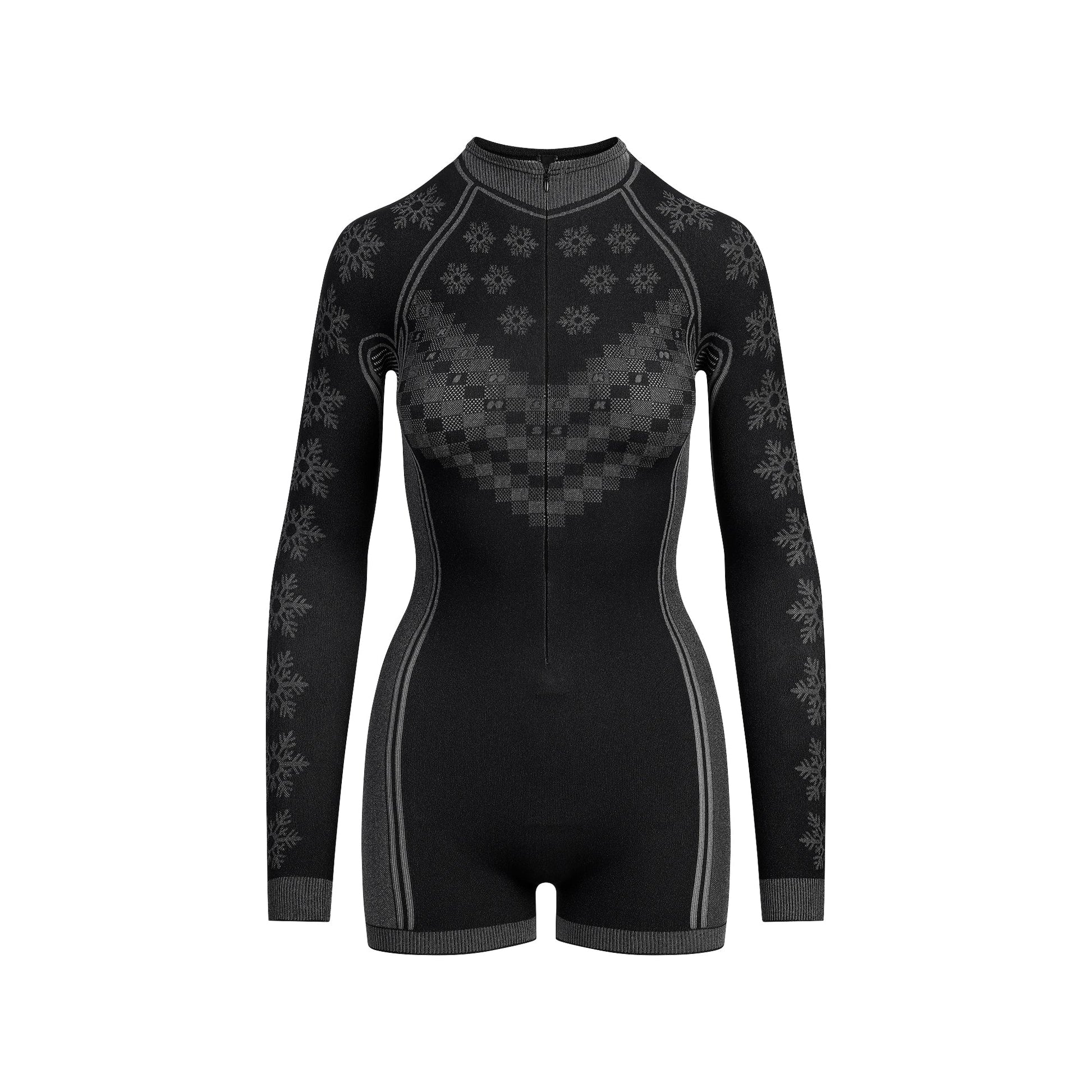 SKIMS FIRST LAYERS HALF ZIP ONESIE | OBSIDIAN WINTER FAIR ISLE