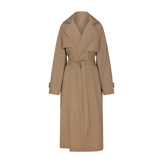 WOVEN COTTON OVERSIZED TRENCH COAT | DESERT
