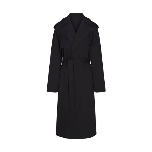 BOYFRIEND FLEECE OVERSIZED TRENCH COAT | ONYX