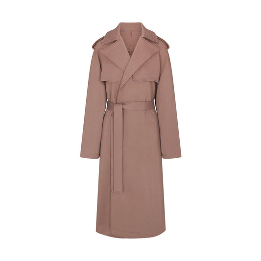 BOYFRIEND FLEECE OVERSIZED TRENCH COAT | UMBER