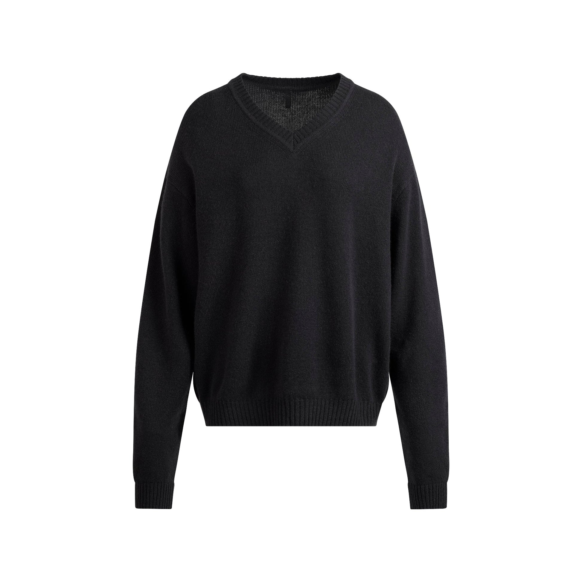 WOOL CASHMERE OVERSIZED V NECK SWEATER | ONYX