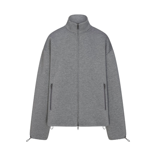 NEOPRENE OUTERWEAR OVERSIZED MOCK NECK JACKET | DARK HEATHER GREY