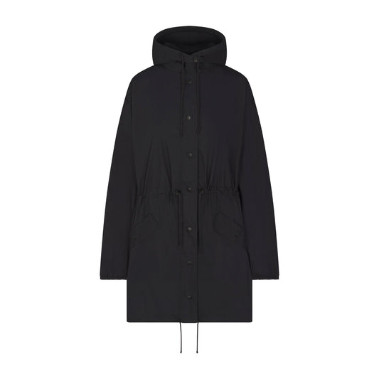 WOVEN COTTON OVERSIZED ANORAK | ONYX