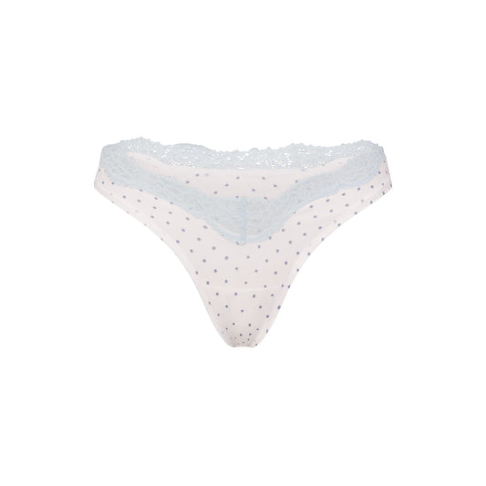FITS EVERYBODY LACE DIPPED THONG | SLATE PIN DOT PRINT