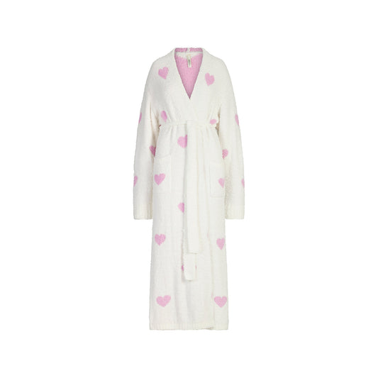 COZY KNIT UNISEX ROBE | IVORY SPACED HEARTS