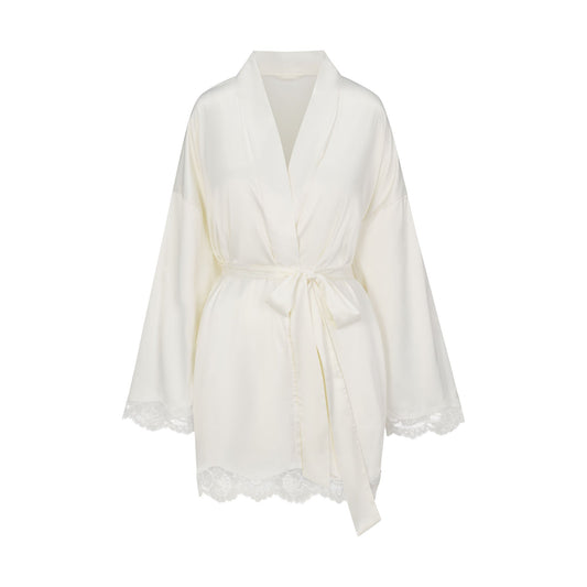 WOVEN SHINE LACE ROBE | IVORY