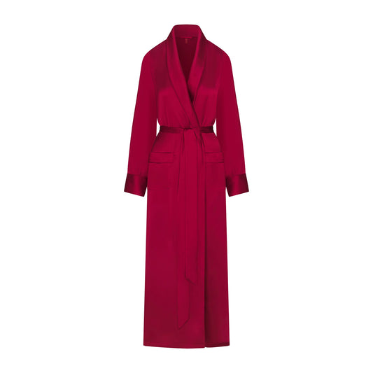 WOVEN SHINE LONG ROBE | BRICK