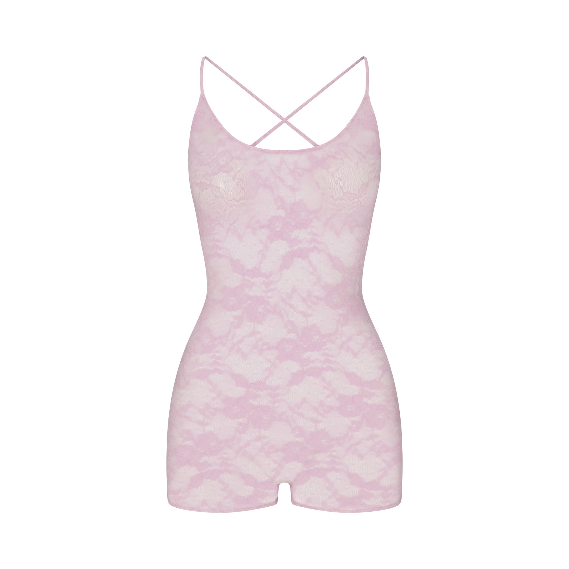 STRETCH LACE LOW BACK ONESIE | BABY PINK