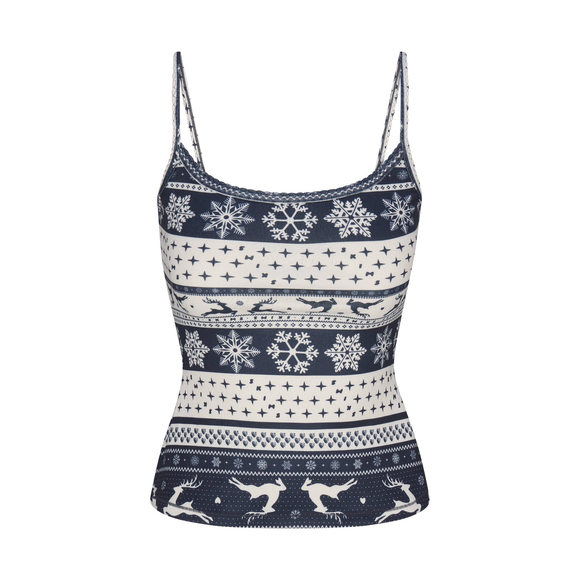 LOGO PLUSH POINTELLE CAMI | NAVY DEER FAIR ISLE