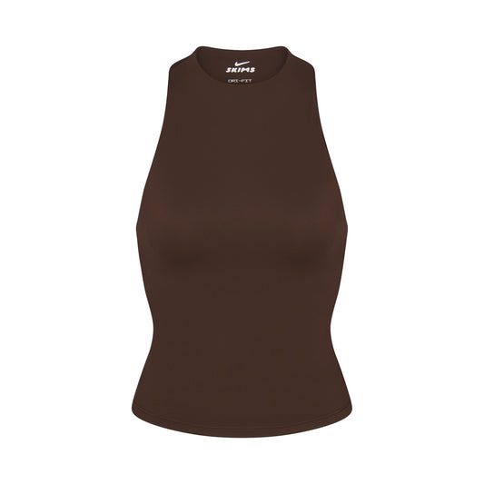 NikeSKIMS MATTE MOCK NECK RACER TANK | DARK SEPIA