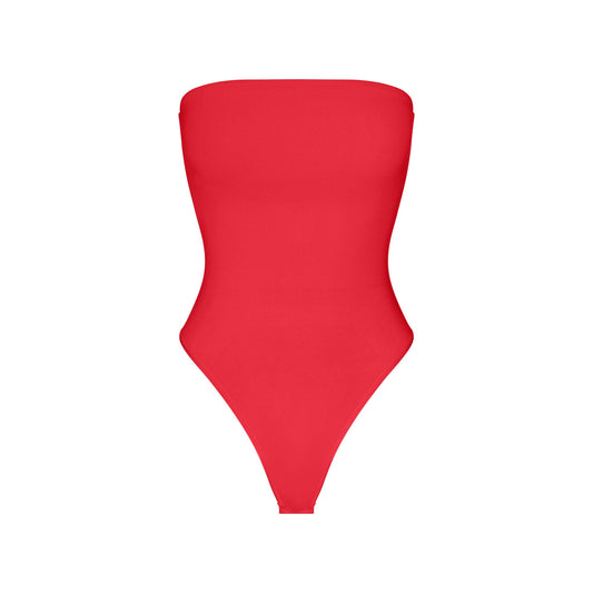 SMOOTH LAYERS STRAPLESS BODYSUIT | CARMINE