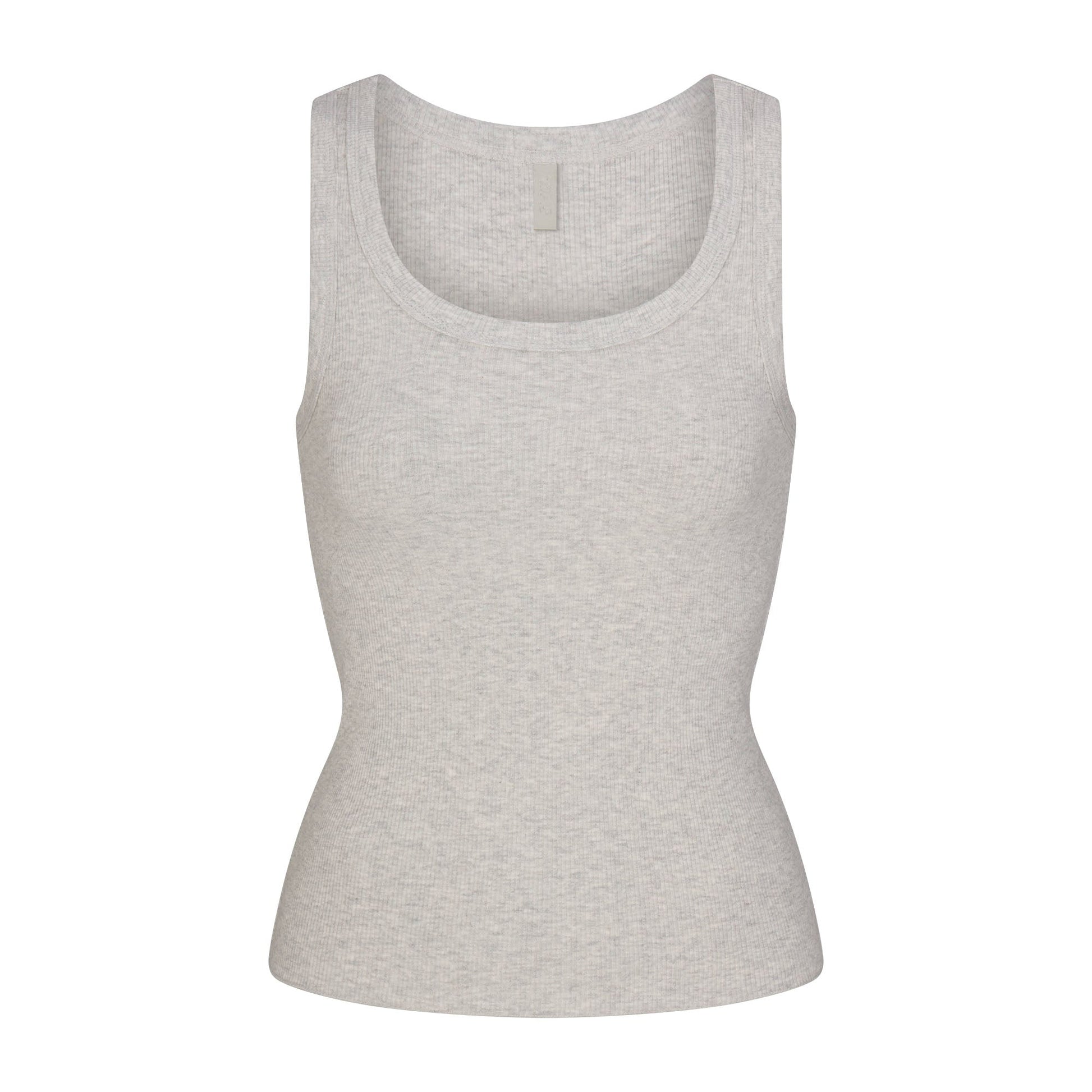COTTON RIB SCOOP NECK TANK | LIGHT HEATHER GREY