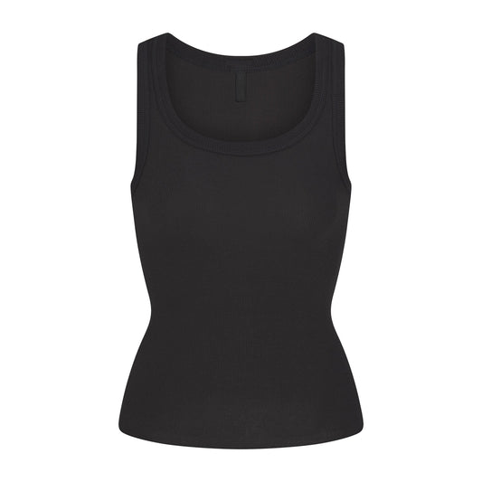COTTON RIB SCOOP NECK TANK | SOOT